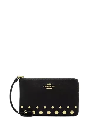 Coach Corner Zip Wristlet With Rivets