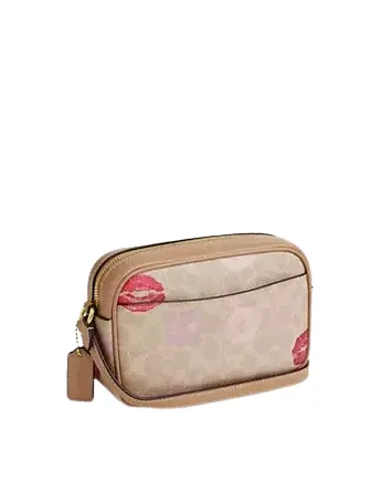 Coach Mini Jamie Camera Bag In Signature Canvas With Lips Print