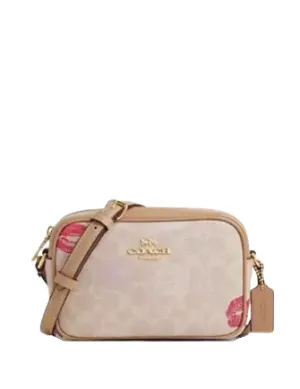 Coach Mini Jamie Camera Bag In Signature Canvas With Lips Print
