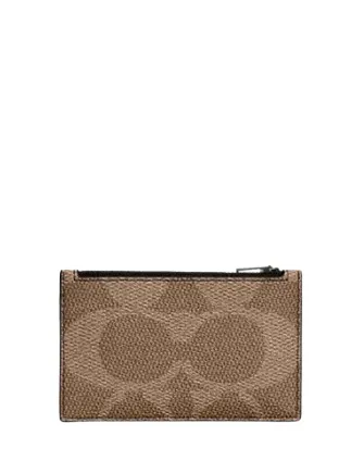 Coach Zip Card Case In Blocked Signature Canvas