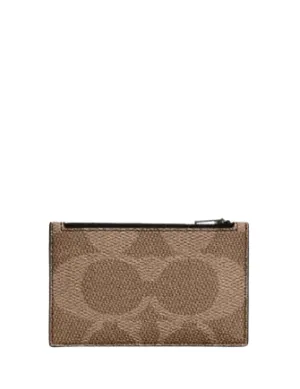 Coach Zip Card Case In Blocked Signature Canvas