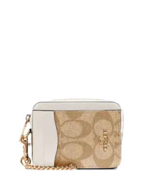 Coach Zip Card Case In Signature Canvas