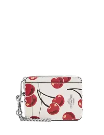 Coach Zip Card Case With Cherry Print