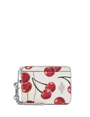 Coach Zip Card Case With Cherry Print