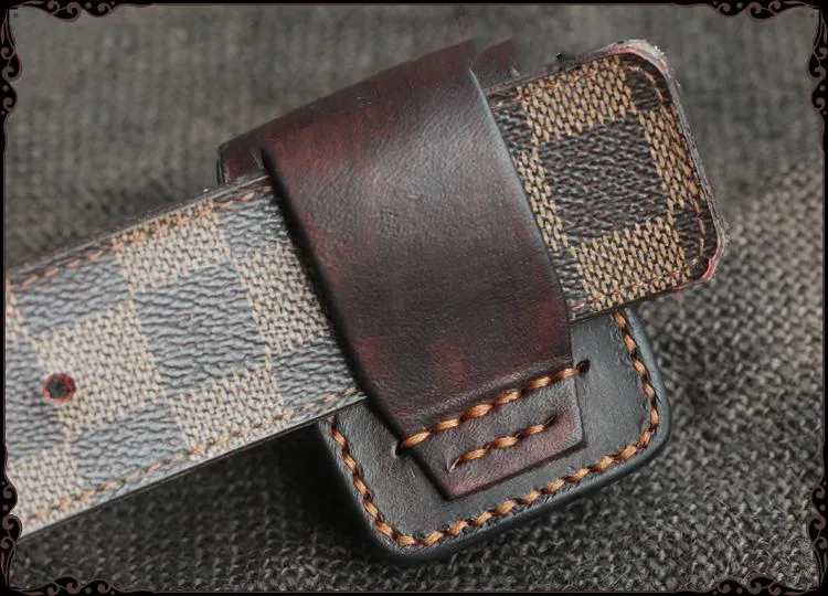 Cool Handmade Coffee Leather Mens Classic Zippo Lighter Case With Belt Loop Standard Lighter Holder for Men