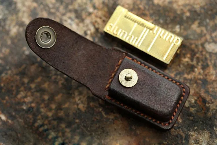 Cool Mens Leather Dunhill Rollagas Lighter Case with Loop Dunhill lighter Holder with Loops