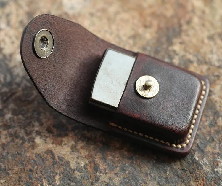 Cool Mens Leather Zippo Lighter Cases with Loop Zippo lighter Holder with clip