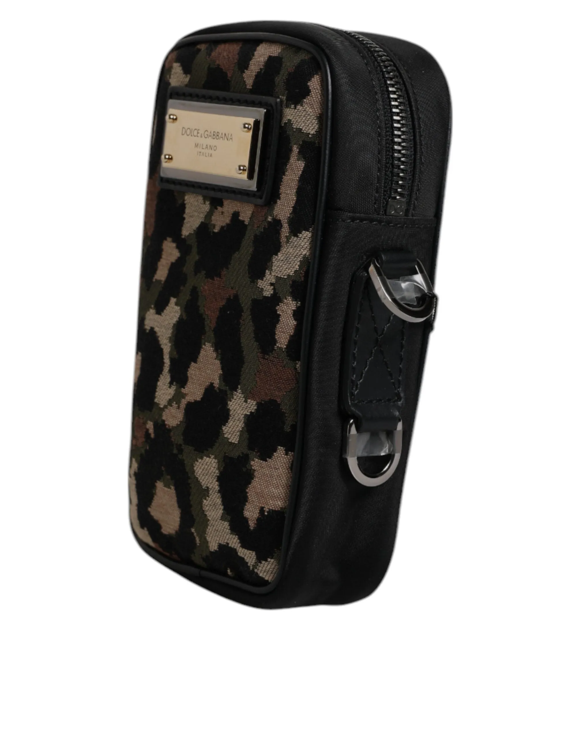 Dolce & Gabbana multi Leopard Jacquard Logo Plaque Neck Strap Men's Bag (Pre-Owned)