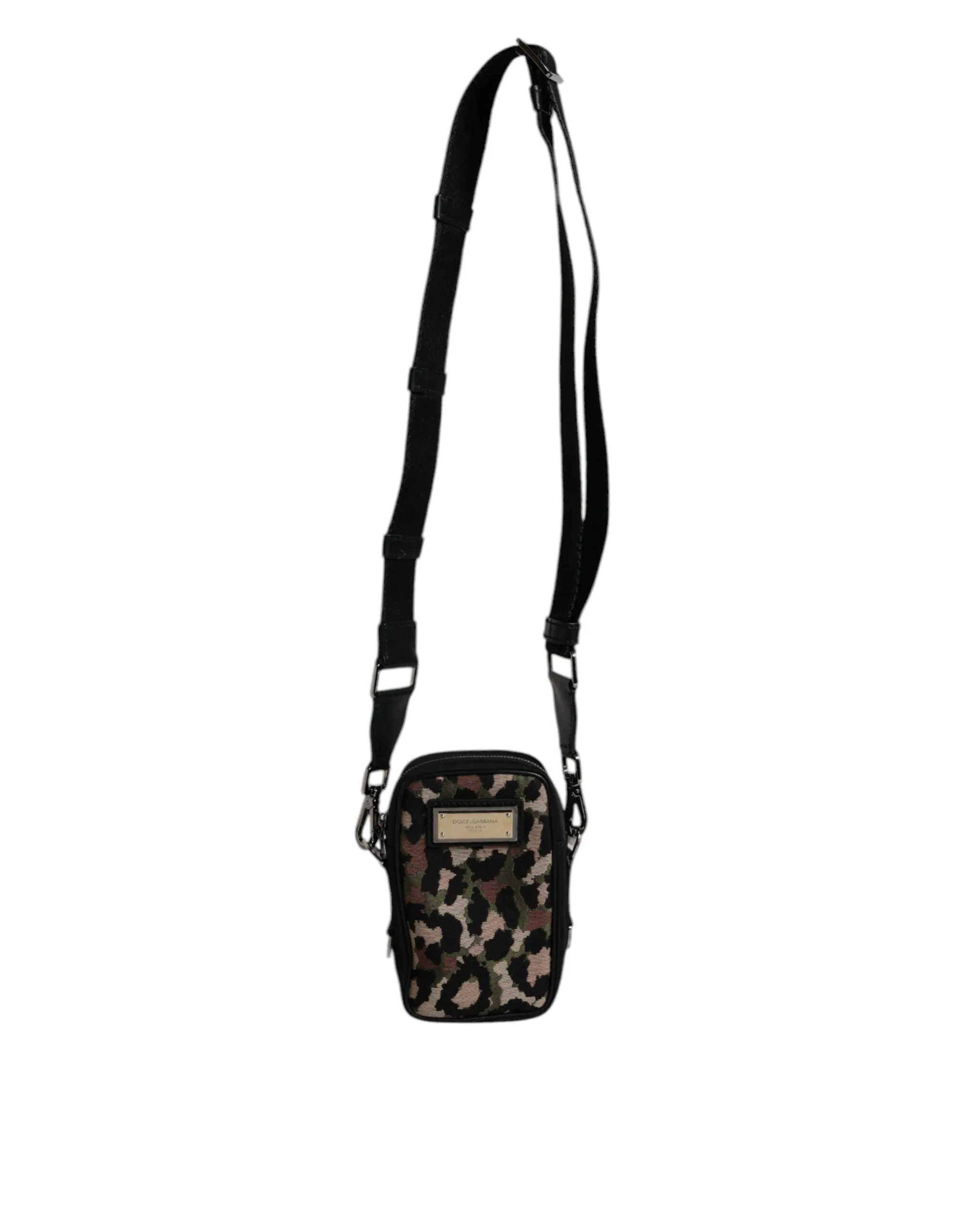 Dolce & Gabbana multi Leopard Jacquard Logo Plaque Neck Strap Men's Bag (Pre-Owned)
