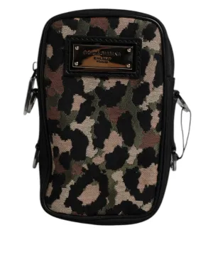 Dolce & Gabbana multi Leopard Jacquard Logo Plaque Neck Strap Men's Bag (Pre-Owned)