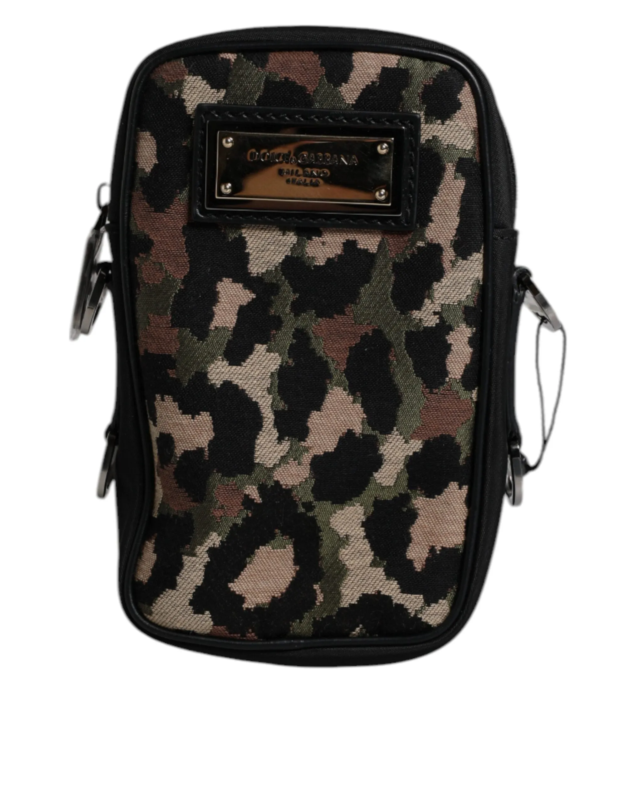 Dolce & Gabbana multi Leopard Jacquard Logo Plaque Neck Strap Men's Bag (Pre-Owned)