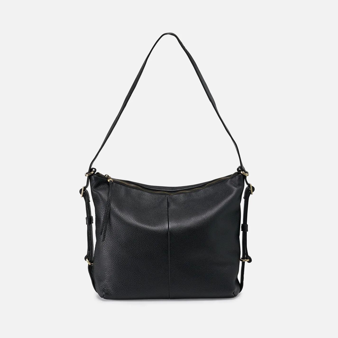 Emily Convertible Backpack In Pebbled Leather - Black