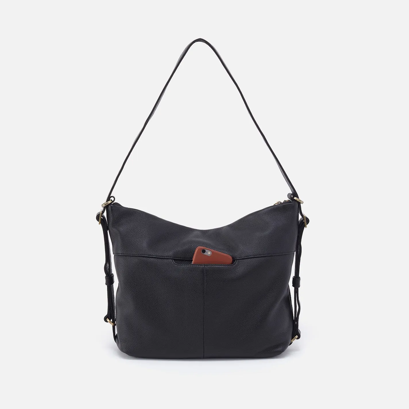 Emily Convertible Backpack In Pebbled Leather - Black