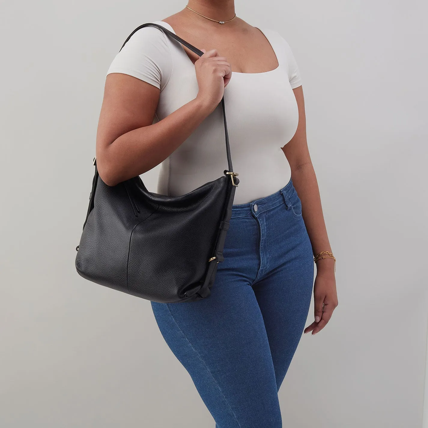 Emily Convertible Backpack In Pebbled Leather - Black