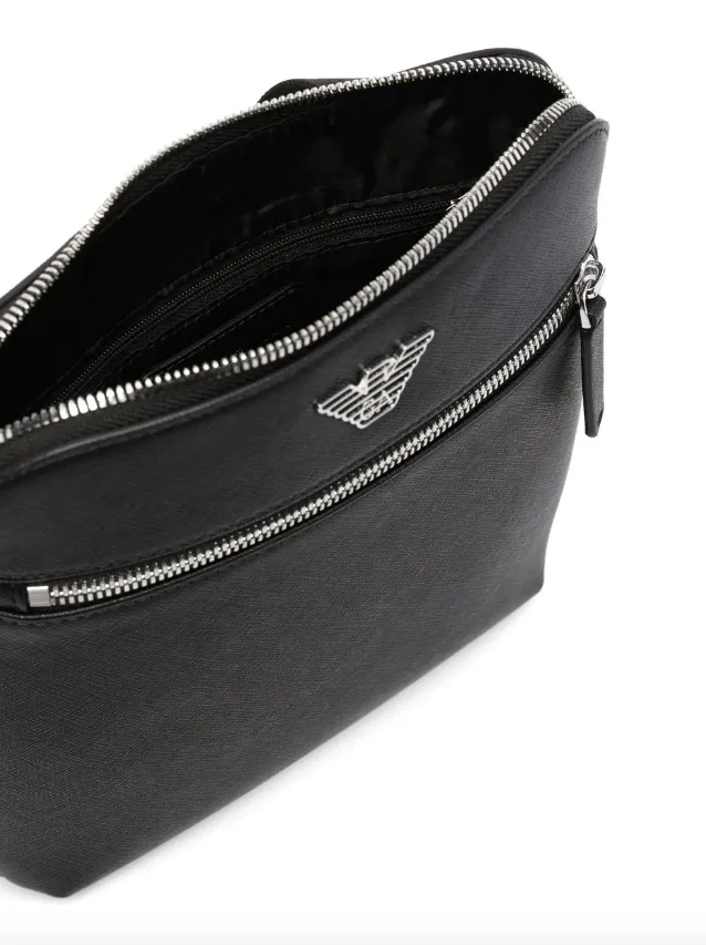 Emporio Armani regenerated-leather shoulder bag with eagle pate
