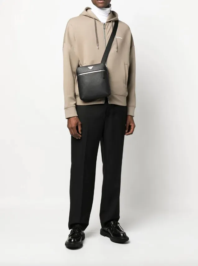Emporio Armani regenerated-leather shoulder bag with eagle pate