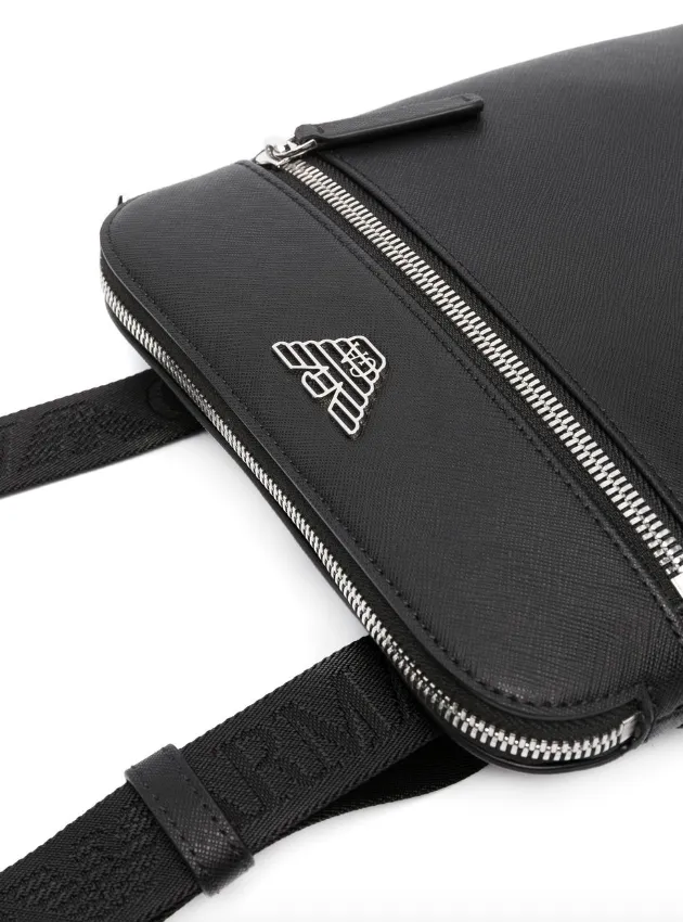 Emporio Armani regenerated-leather shoulder bag with eagle pate