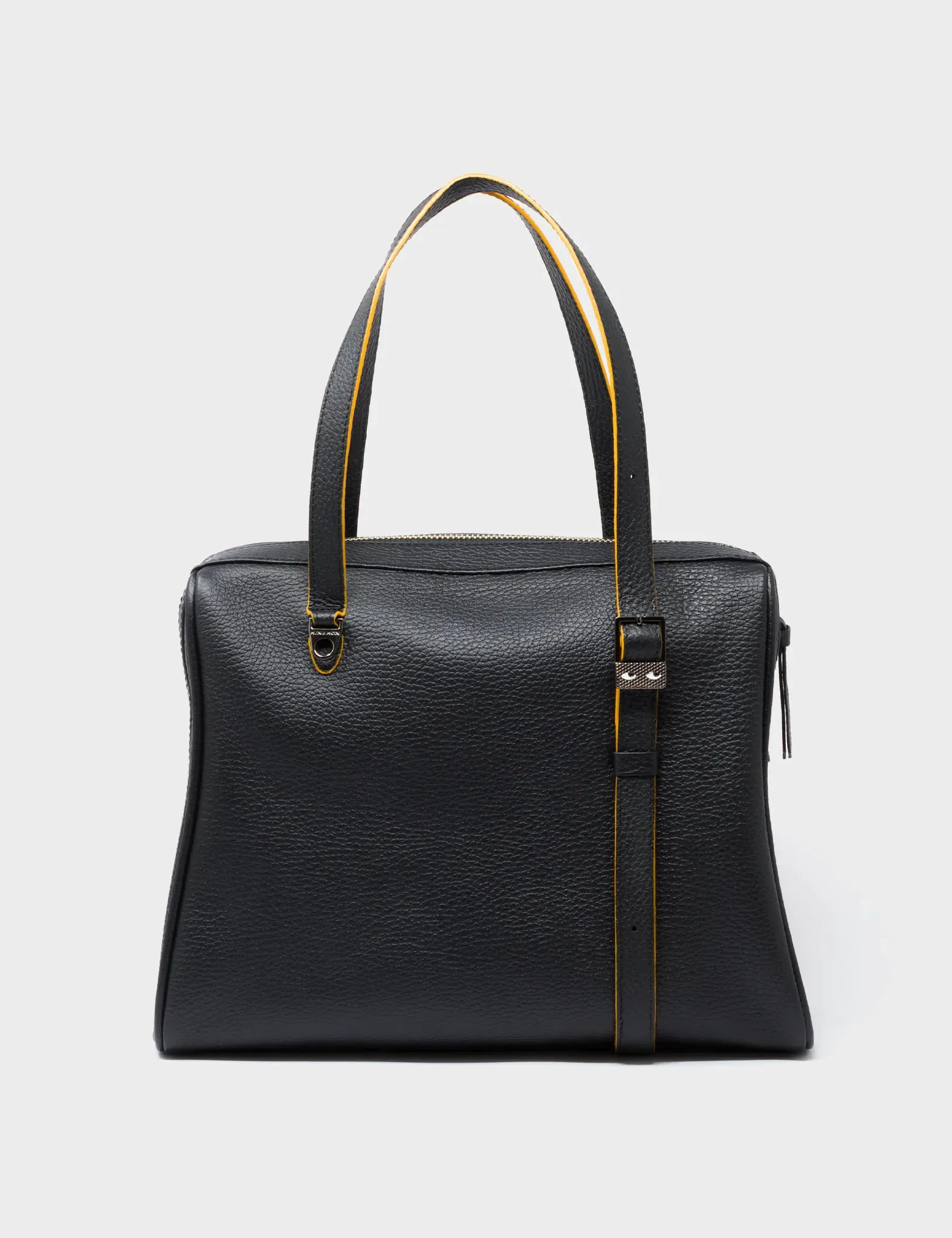 Esther Black Satchel Bag - Tiger and Flowers Embroidery