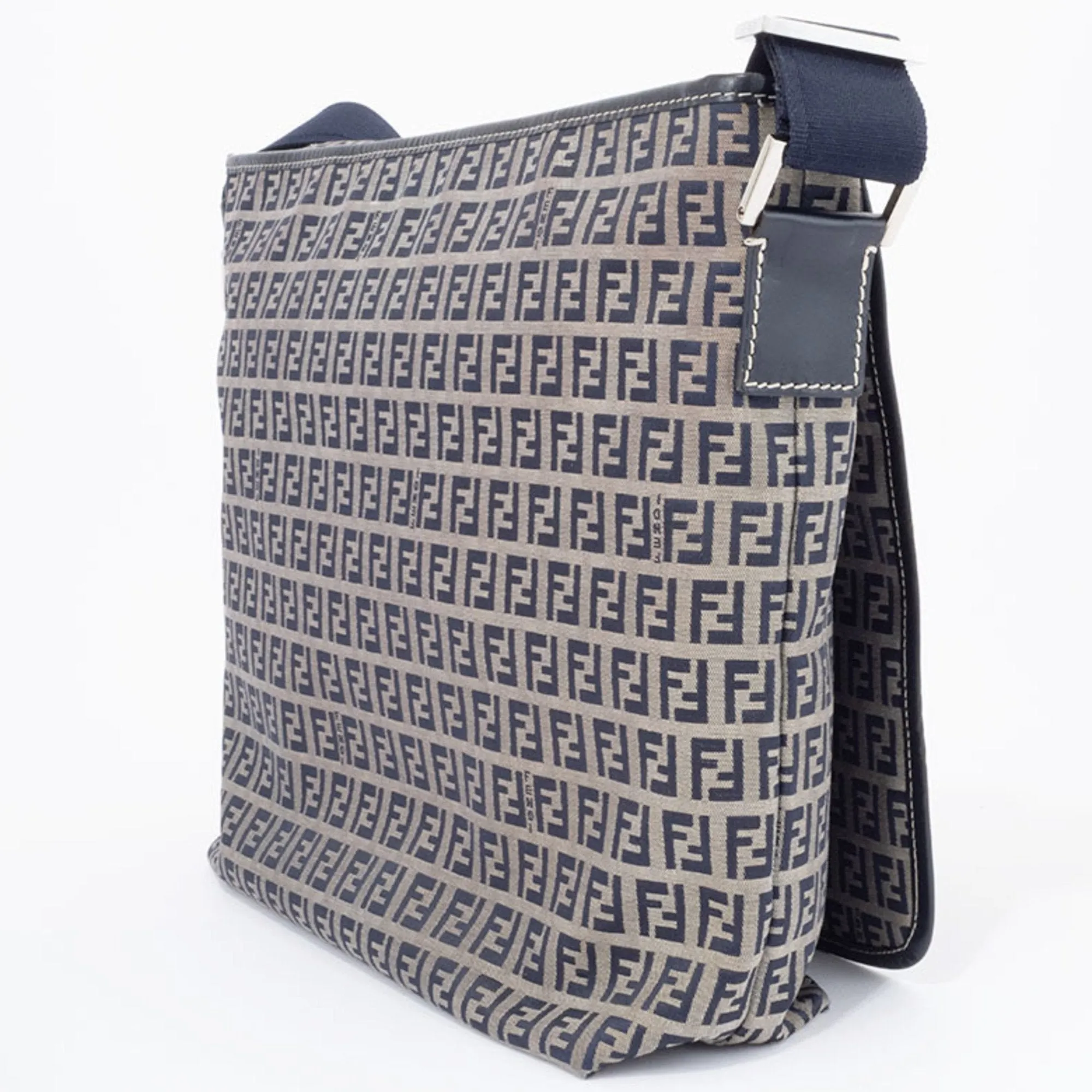 Fendi Zucca Canvas Leather Shoulder Bag (Pre-Owned)