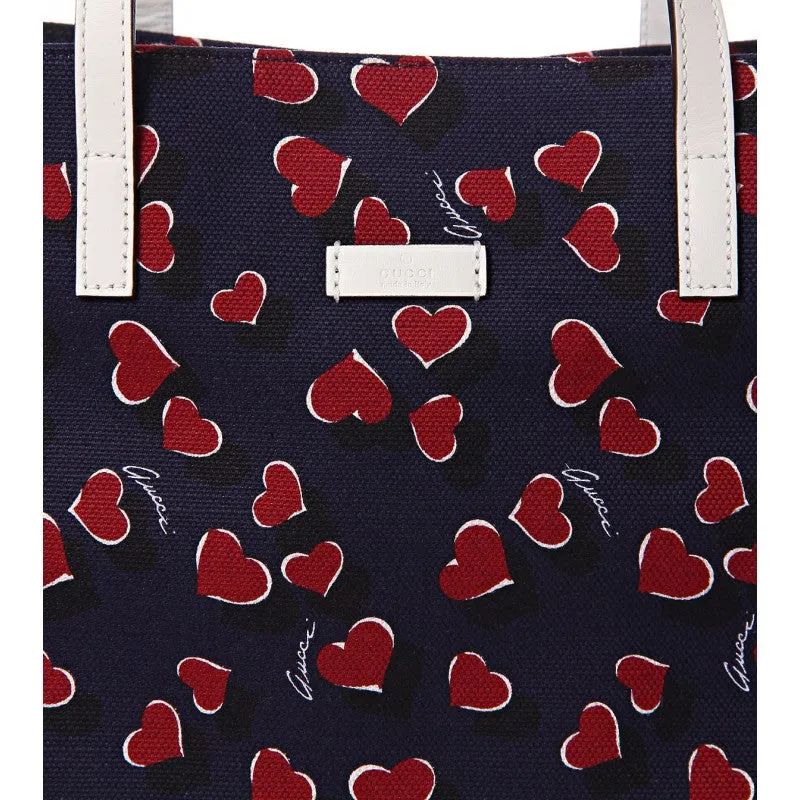 Gucci Blue & red & white Heartbeat print tote bag