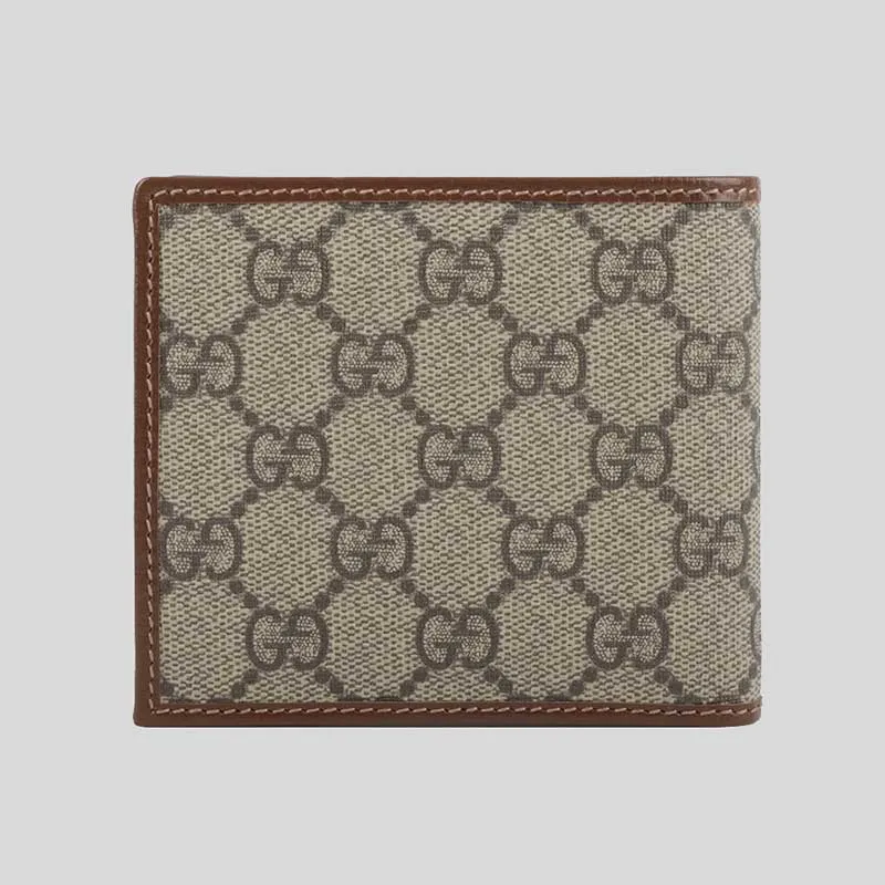 GUCCI GG Supreme Interlocking G Wallet With Coin Compartment Brown 673000