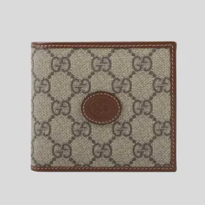 GUCCI GG Supreme Interlocking G Wallet With Coin Compartment Brown 673000