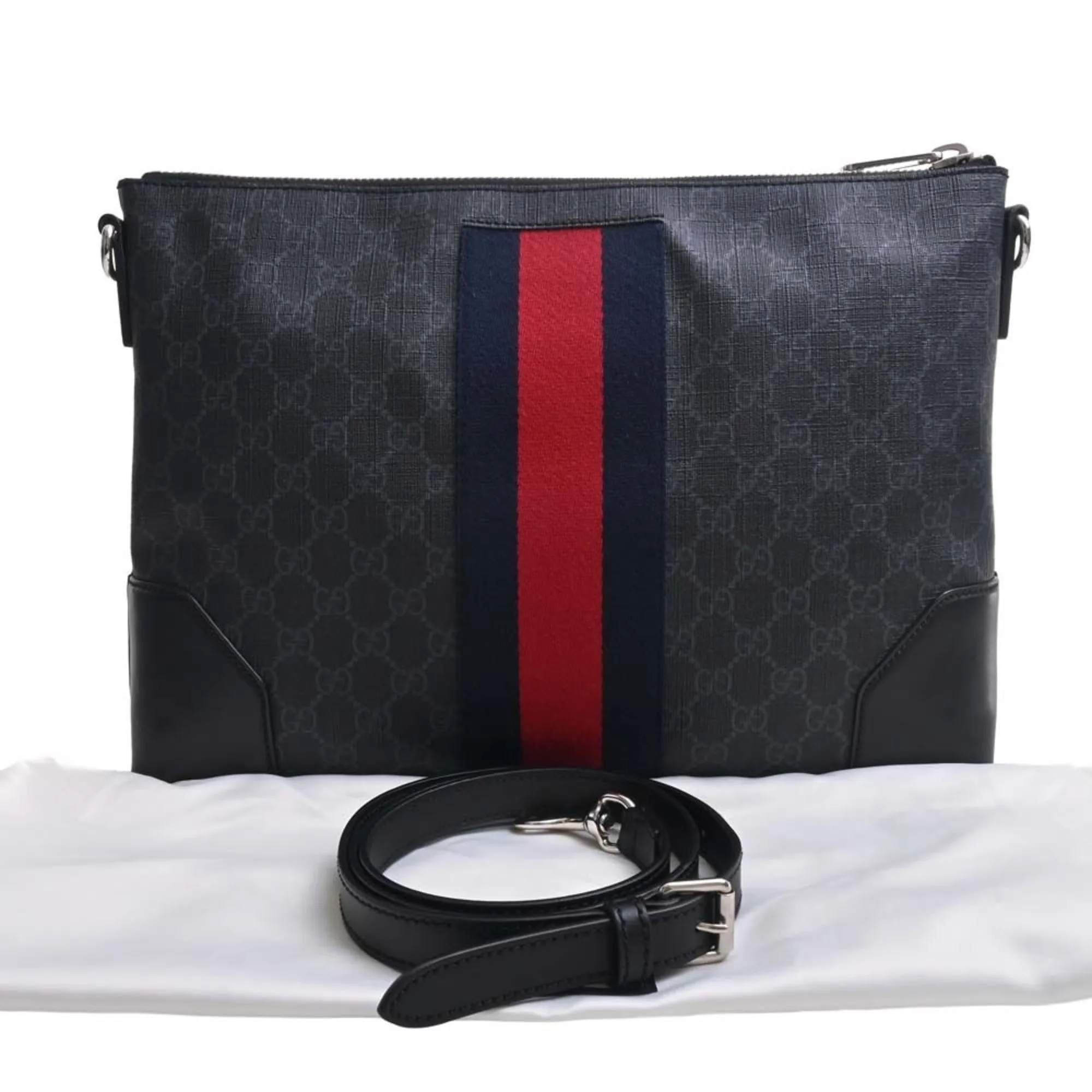 GUCCI GG Supreme Shoulder Bag 474139 Black Men's