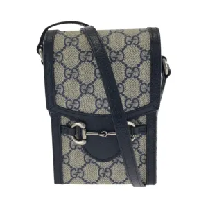 Gucci Navy Gg Supreme Pochette Shoulder Bag (Pre-Owned)