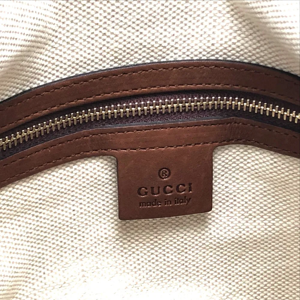 GUCCI Shoulder Bag 282338 Canvas / leather beige Diamante Handbag Women Secondhand