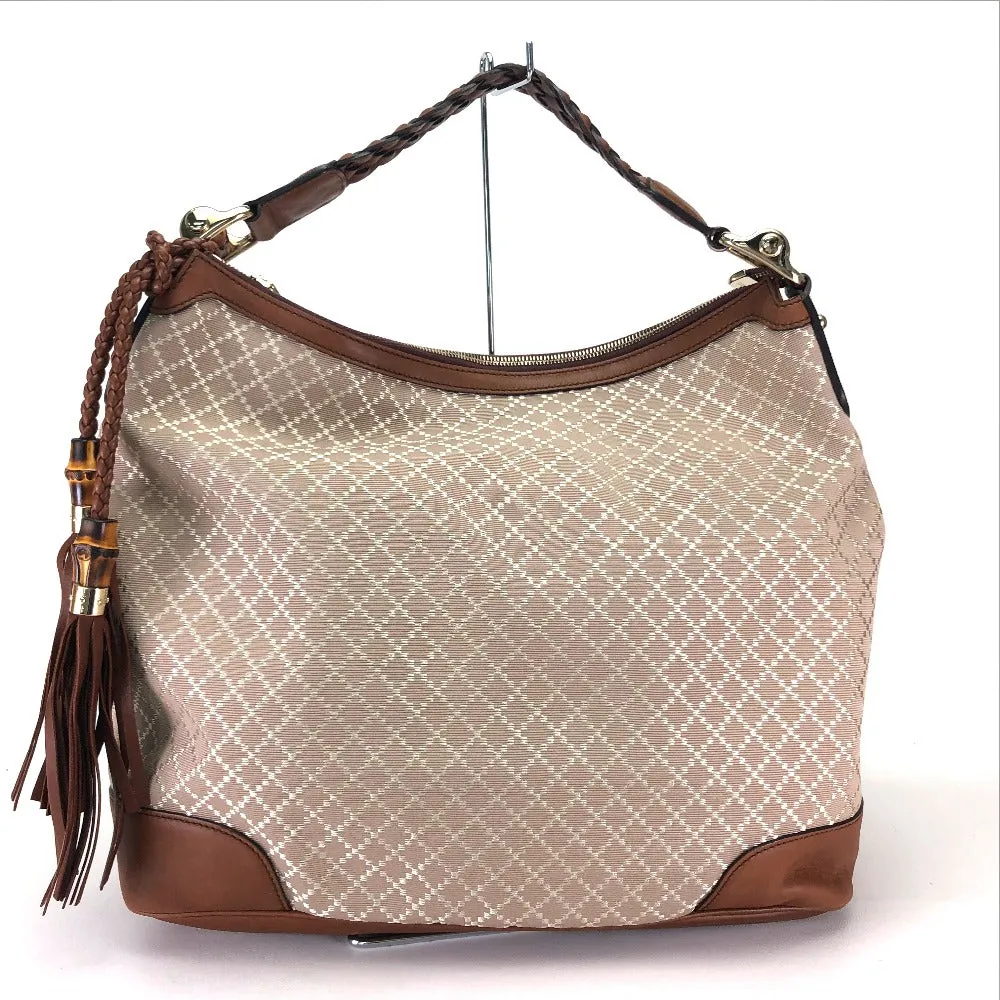 GUCCI Shoulder Bag 282338 Canvas / leather beige Diamante Handbag Women Secondhand