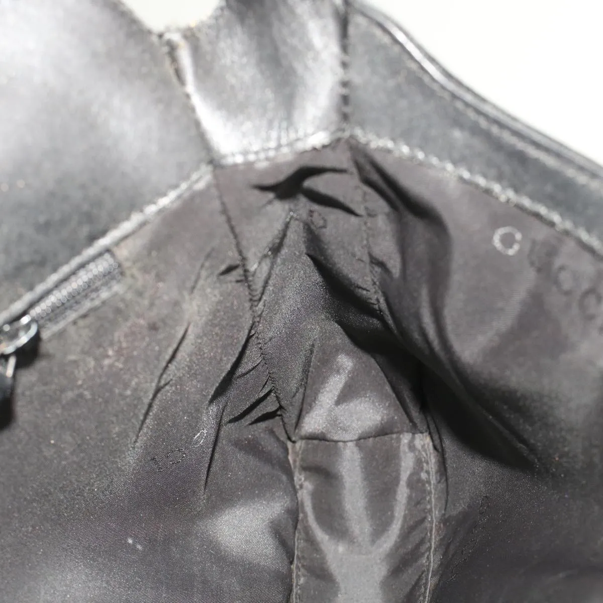 GUCCI Shoulder Bag Suede Black  49411