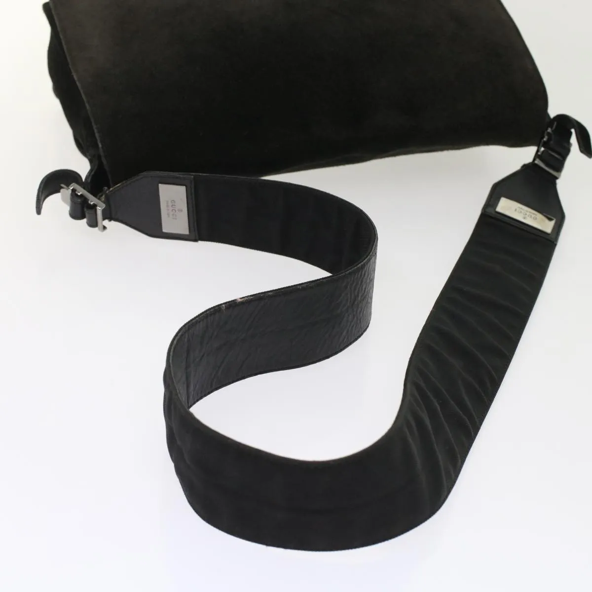 GUCCI Shoulder Bag Suede Black  49411