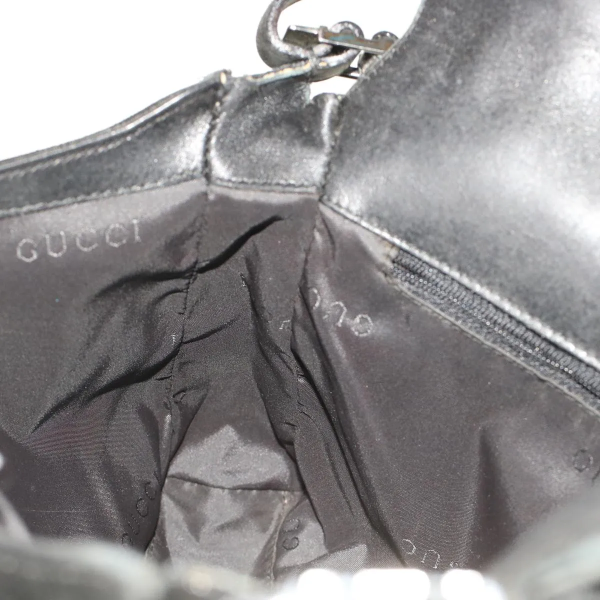 GUCCI Shoulder Bag Suede Black  49411