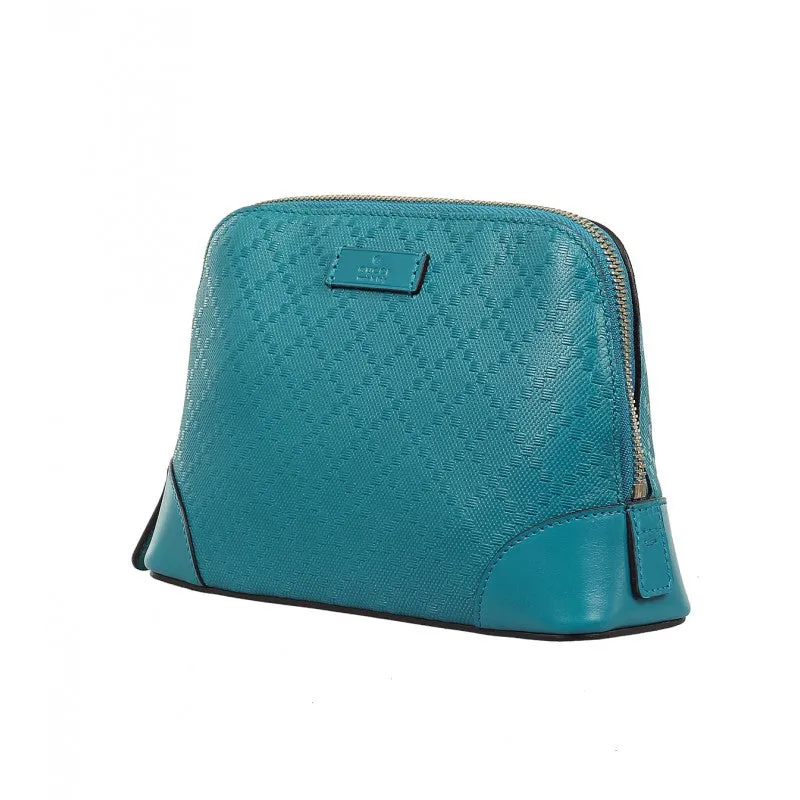 Gucci Teal leather diamante cosmetic case