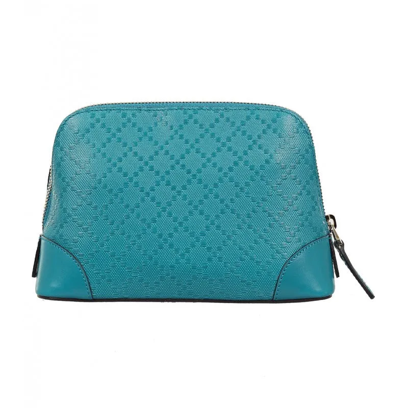 Gucci Teal leather diamante cosmetic case