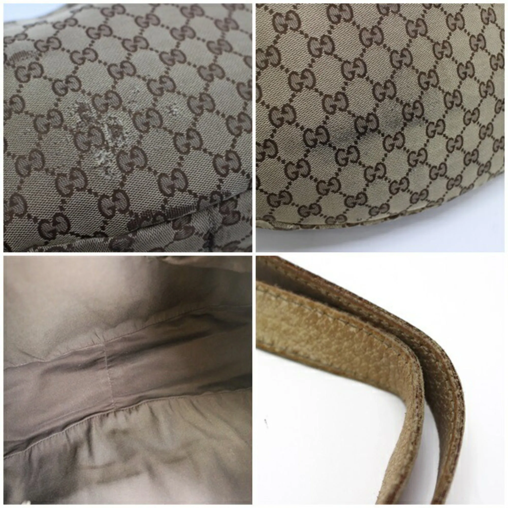 Gucci Tote Bag Shoulder GG Canvas x Leather Beige Ivory 130786 GUCCI Ladies