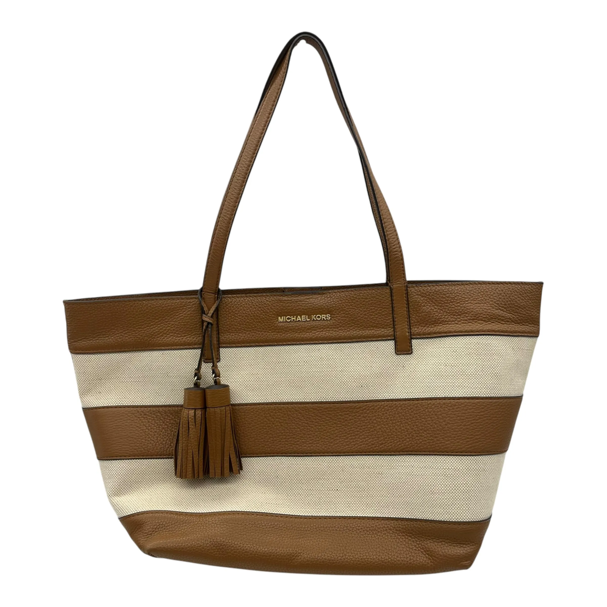 Handbag Designer By Michael Kors In Brown & Tan, Size:Large