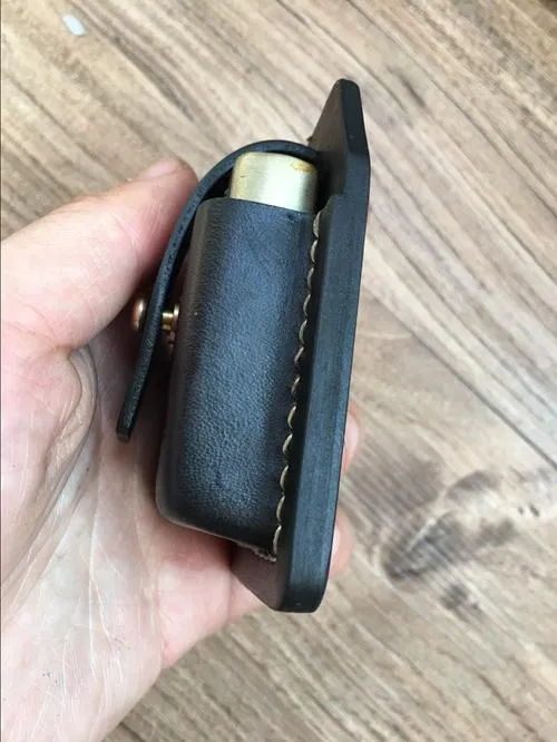 Handmade Black Leather Classic Zippo Lighter Case Standard Zippo Lighter Holder Pouch For Men