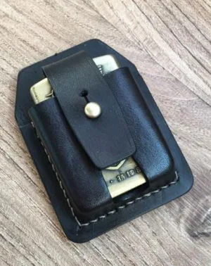 Handmade Black Leather Classic Zippo Lighter Case Standard Zippo Lighter Holder Pouch For Men