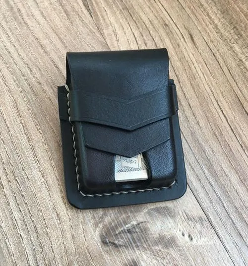 Handmade Leather Classic Zippo Lighter Case Coffee Standard Zippo Lighter Holder Pouch For Men