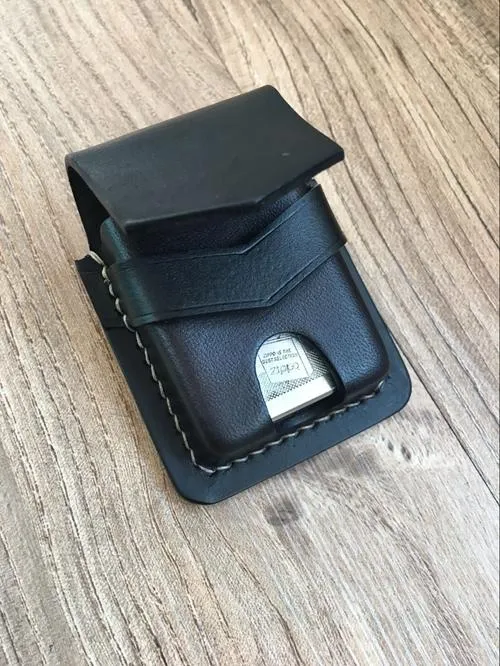 Handmade Leather Classic Zippo Lighter Case Coffee Standard Zippo Lighter Holder Pouch For Men