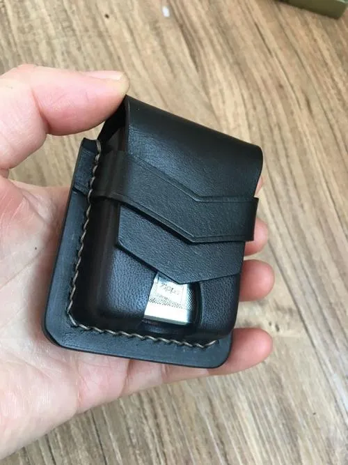 Handmade Leather Classic Zippo Lighter Case Coffee Standard Zippo Lighter Holder Pouch For Men