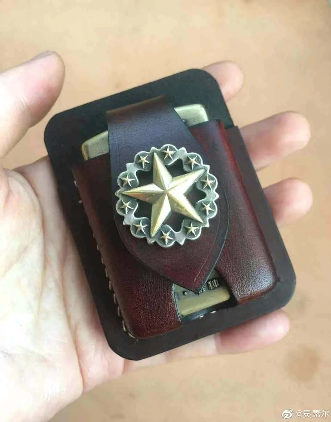 Handmade Leather Classic Zippo Lighter Case Coffee Standard Zippo Lighter Holder Pouch For Men