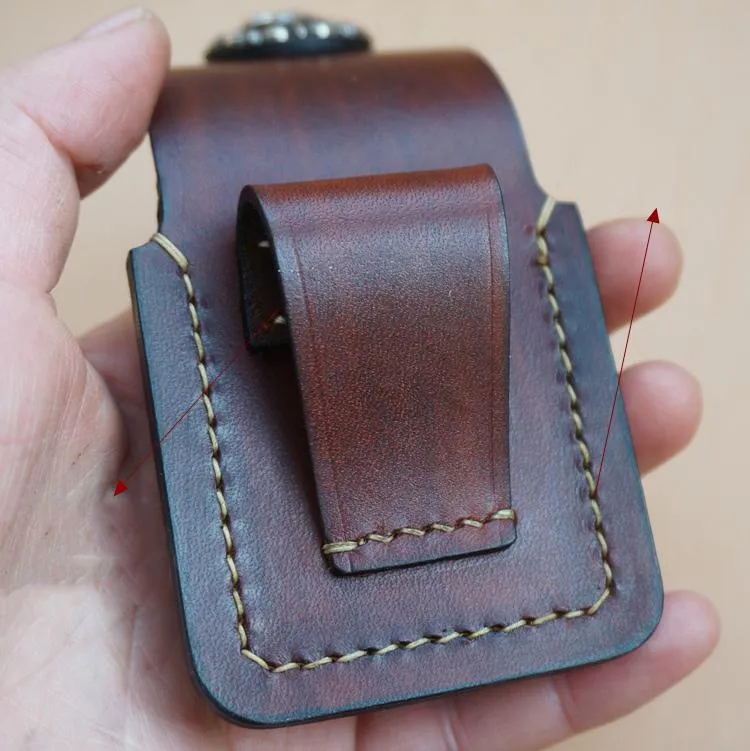 Handmade Leather Classic Zippo Lighter Case Coffee Standard Zippo Lighter Holder Pouch For Men