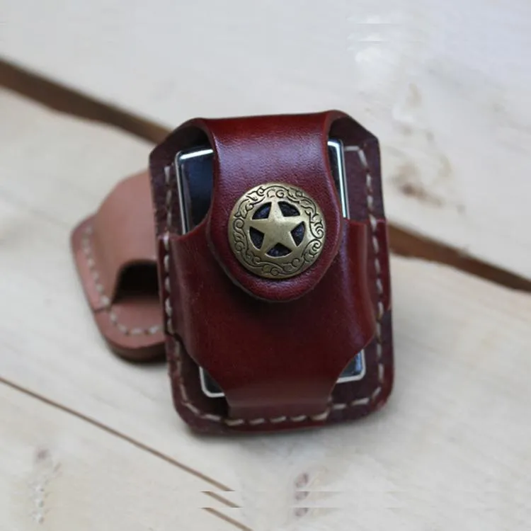 Handmade Leather Mens Zippo Lighter Pouch with Loop Biker Zippo lighter case with Clip
