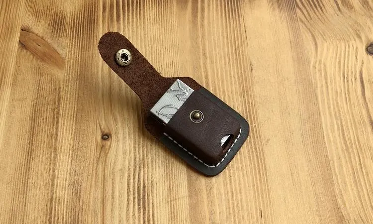 Handmade Mens Black Leather Classic S.T.Dupont Lighter Case S.T.Dupont Lighter Holder with Belt Loop