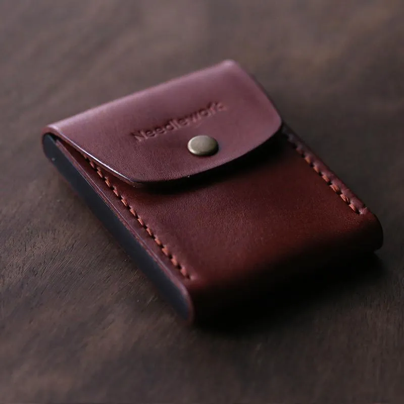Handmade Wooden Coffee Leather Mens 10pcs Cigarette Case Cool Custom Cigarette Holder for Men