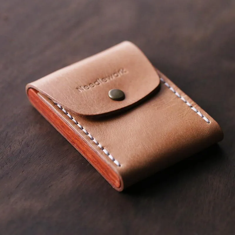 Handmade Wooden Coffee Leather Mens 10pcs Cigarette Case Cool Custom Cigarette Holder for Men