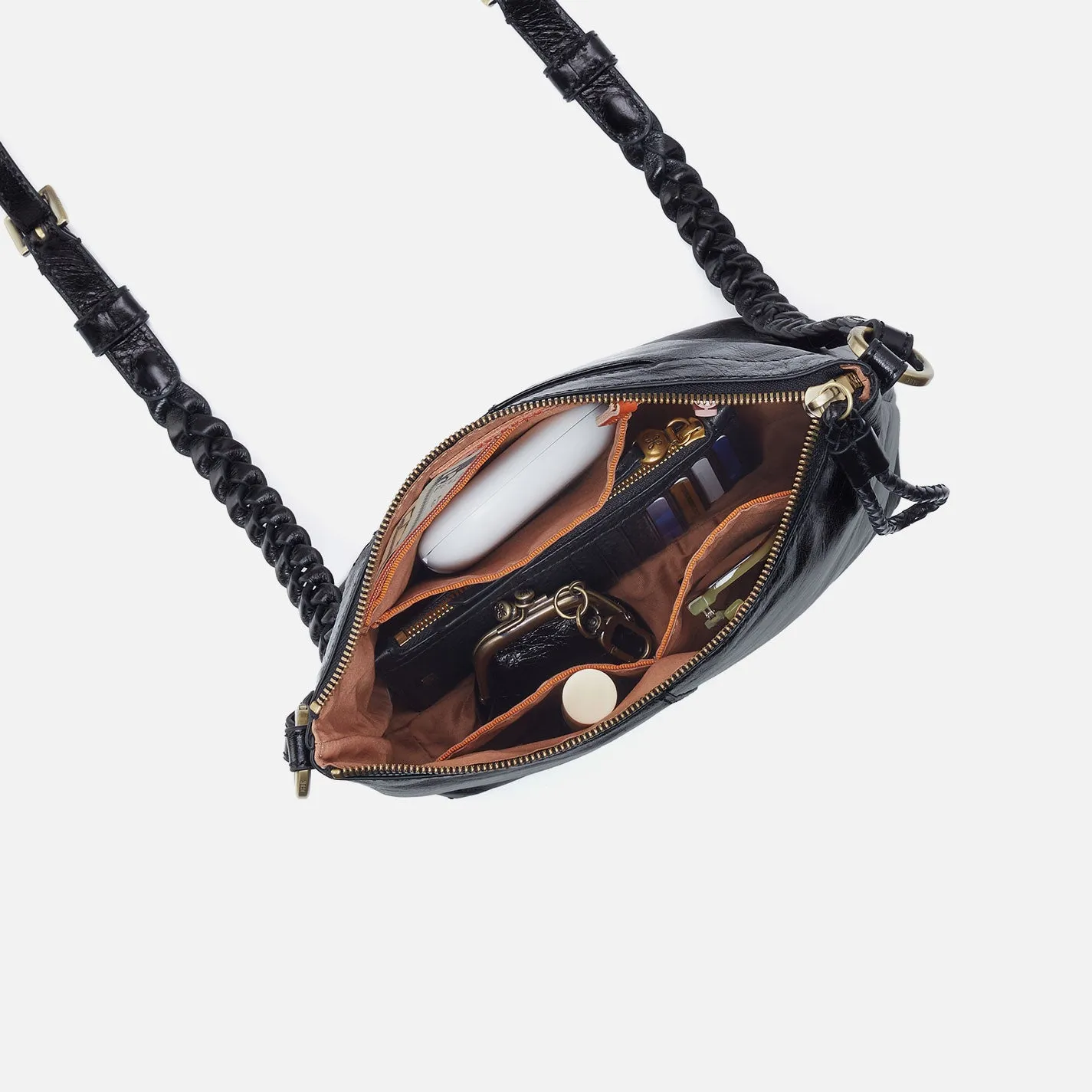 Lasso Medium Crossbody In Polished Leather - Black