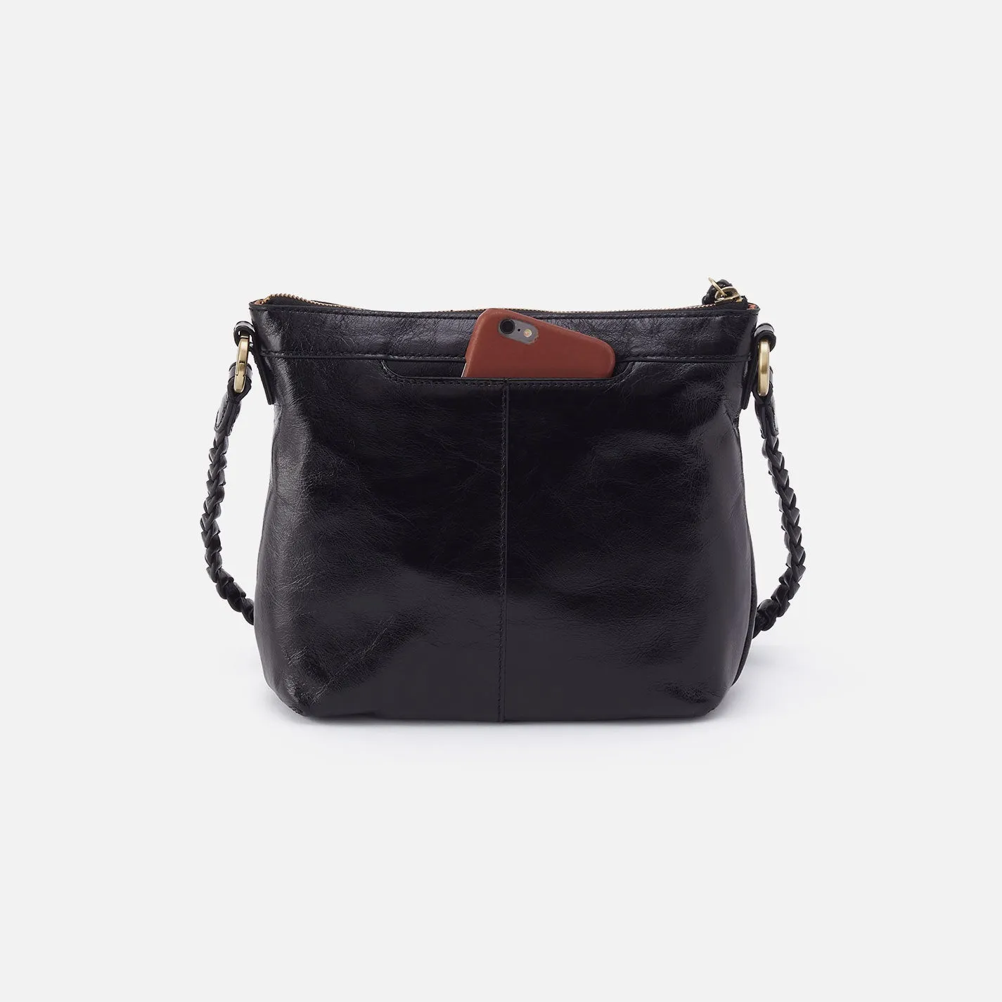 Lasso Medium Crossbody In Polished Leather - Black